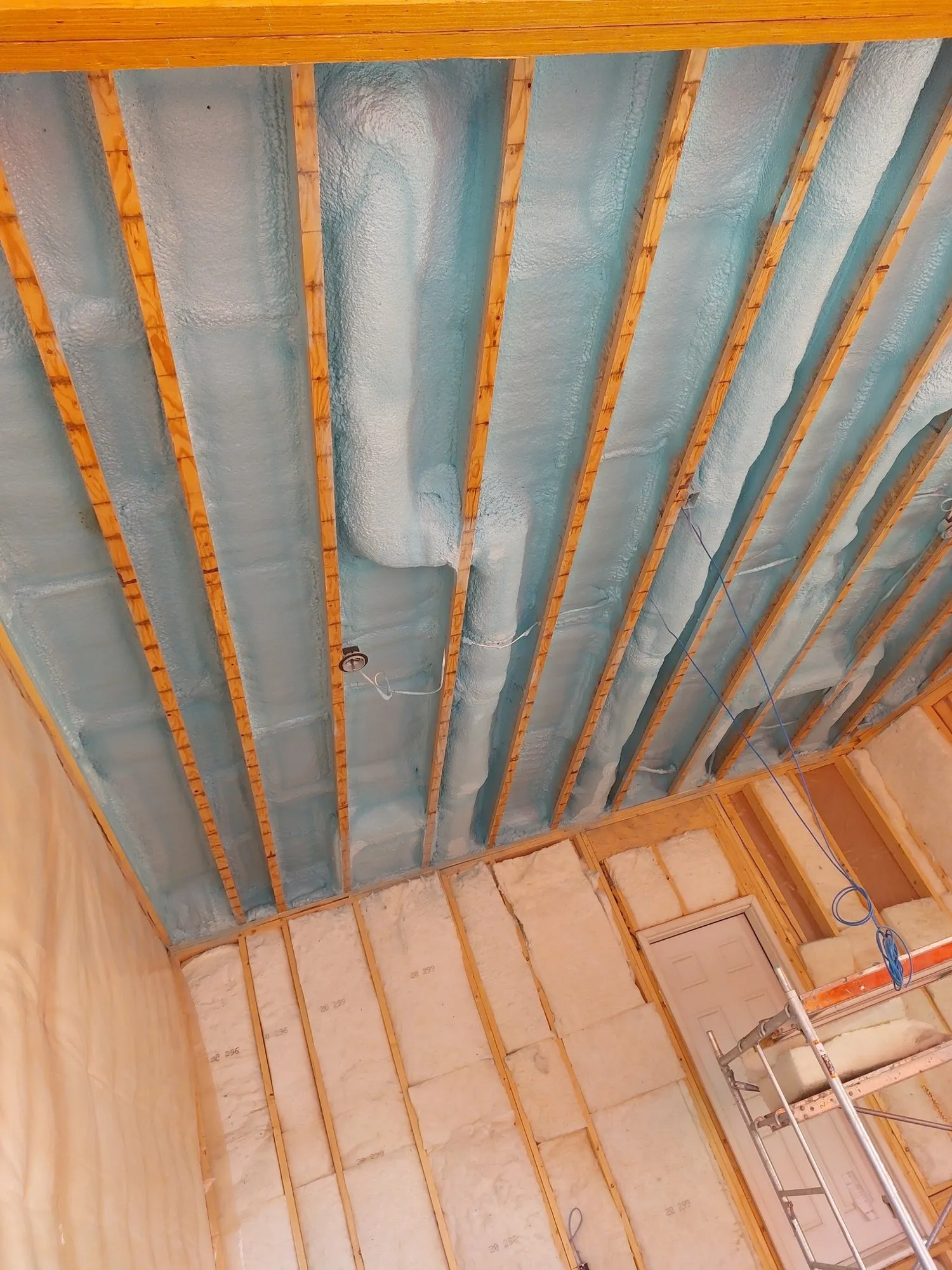 Spray foam installed in framing